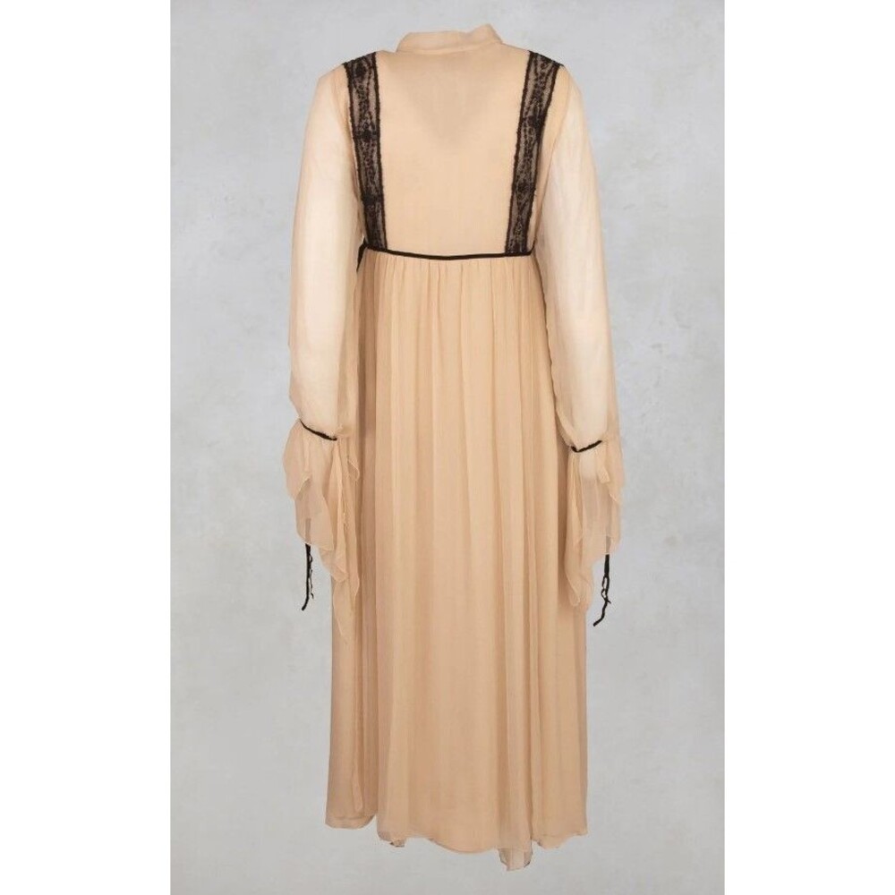T.ba Mina Maxi Dress In Nature Layered Flowy Silk Chiffon Lace Size 38 US 8 - Picture 3 of 11